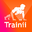 Blue circular app icon with white dumbbell symbol